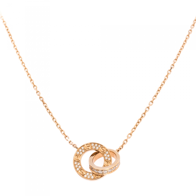 Cartier Love Diamond 18k Rose Gold Necklace Cartier Tlc