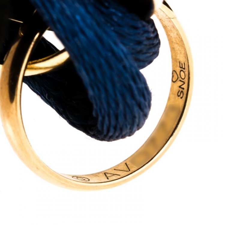 Pre Owned Cartier Trinity De Cartier Three Tone 18k Gold Blue Adjustable Cord Bracelet