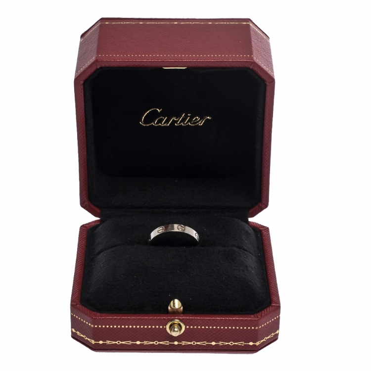 Pre Owned Cartier Love 18K White Gold Narrow Wedding Band Ring Size 55