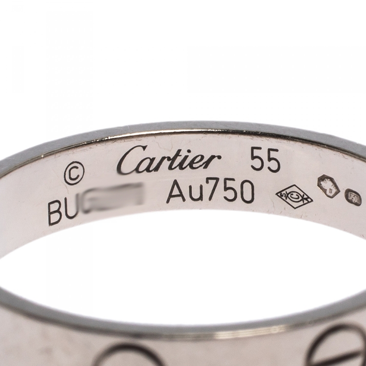 Pre Owned Cartier Love 18K White Gold Narrow Wedding Band Ring Size 55