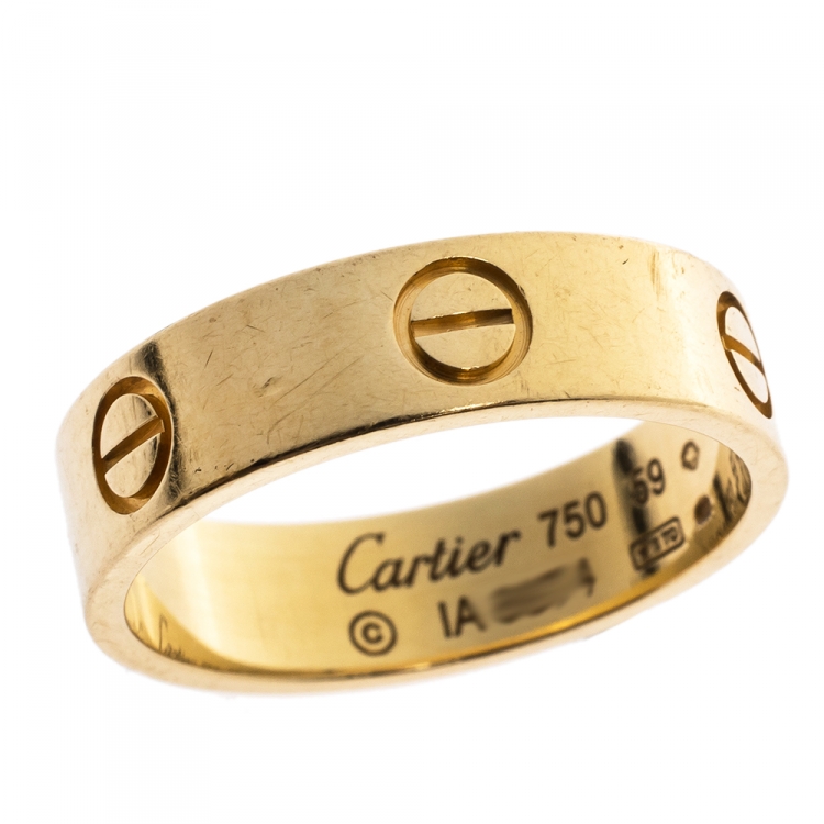 Pre Owned Cartier Love 18K Yellow Gold Band Ring Size 59