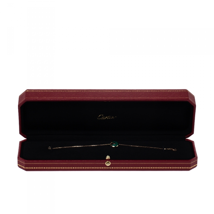 Pre Owned Cartier Amulette De Cartier Diamond Malachite 18K Rose Gold XS Bracelet