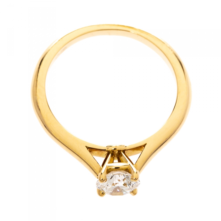 Pre Owned Cartier 0.70ct Solitaire Diamond 18K Yellow Gold Engagement Ring Size 53