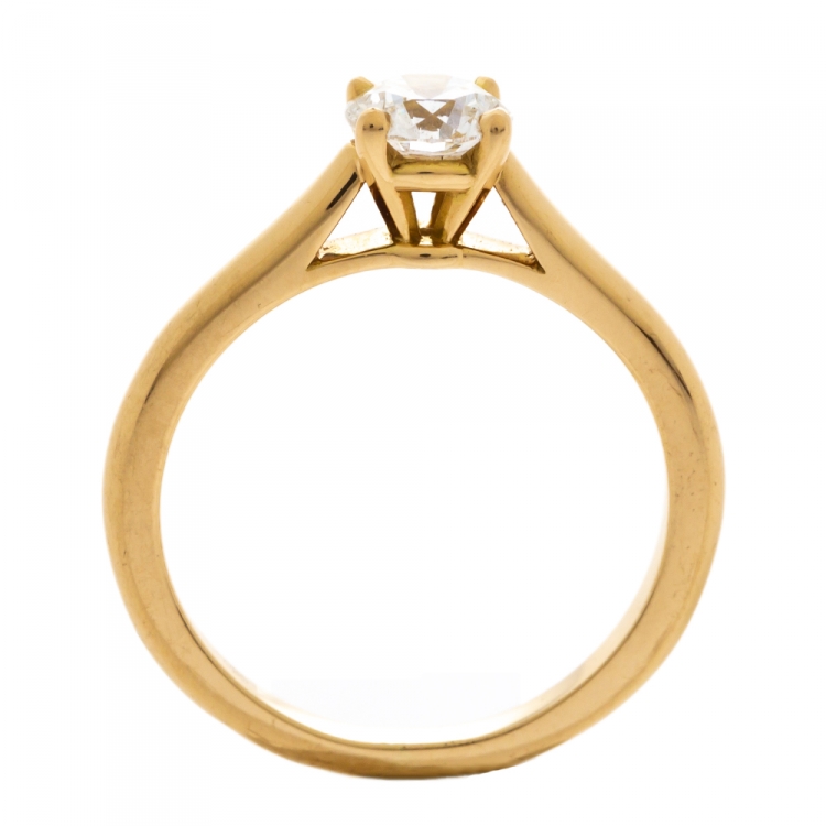Pre Owned Cartier 0.70ct Solitaire Diamond 18K Yellow Gold Engagement Ring Size 53