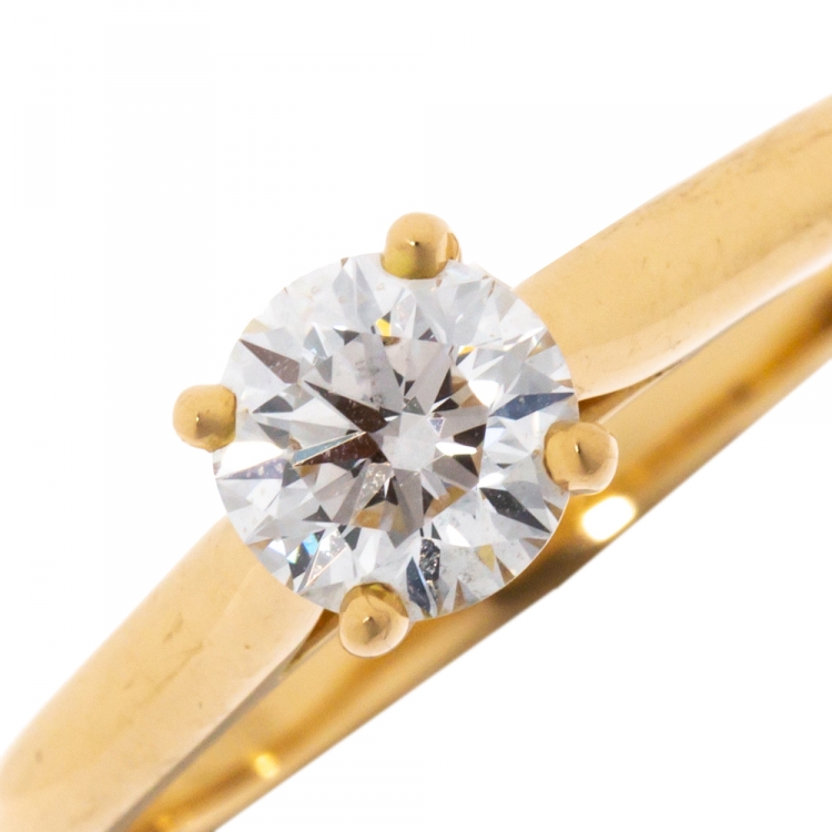 Pre Owned Cartier 0.70ct Solitaire Diamond 18K Yellow Gold Engagement Ring Size 53