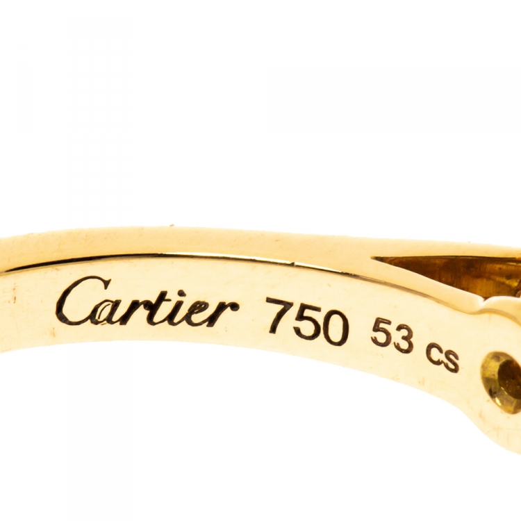 Pre Owned Cartier 0.70ct Solitaire Diamond 18K Yellow Gold Engagement Ring Size 53