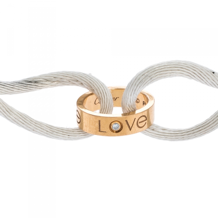 Pre Owned Cartier Love Diamond 18K Rose Gold White Adjustable Cord Bracelet