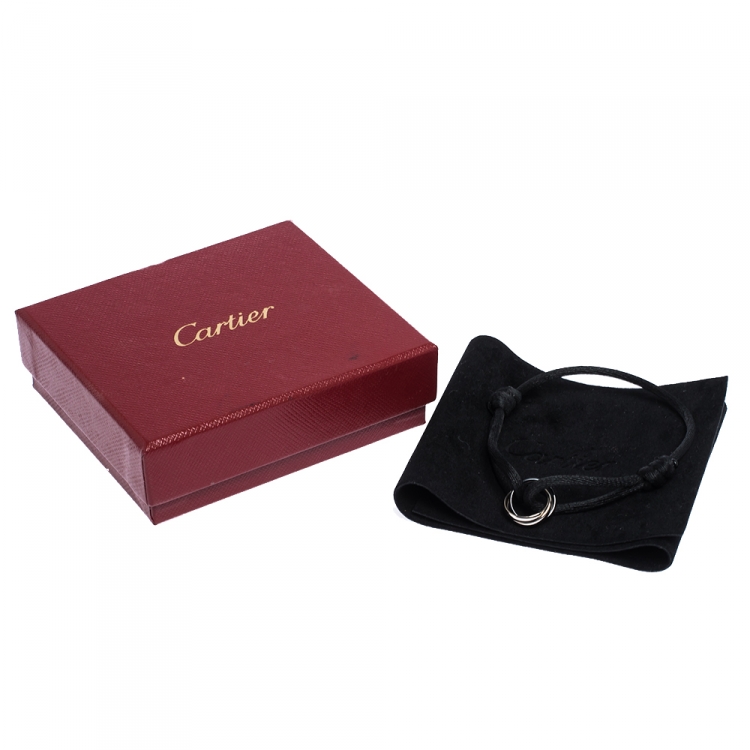 Pre Owned Cartier Trinity De Cartier Black Ceramic 18K White Gold Adjustable Cord Bracelet