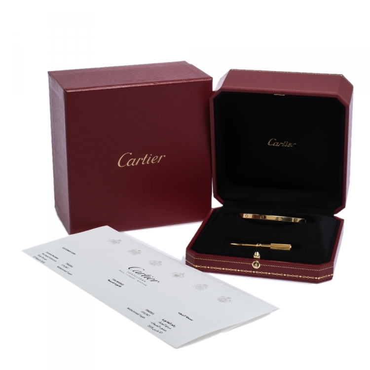 Pre Owned Cartier Love 18K Yellow Gold SM Bracelet 17