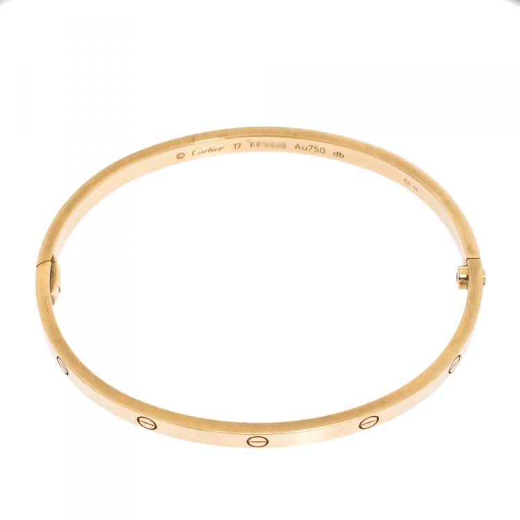 Pre Owned Cartier Love 18K Yellow Gold SM Bracelet 17