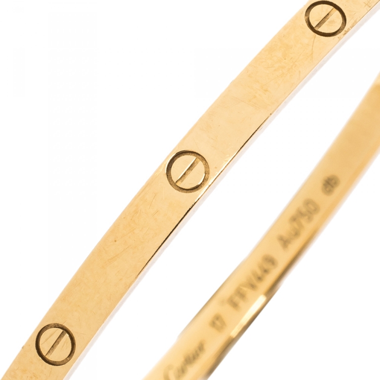 Pre Owned Cartier Love 18K Yellow Gold SM Bracelet 17
