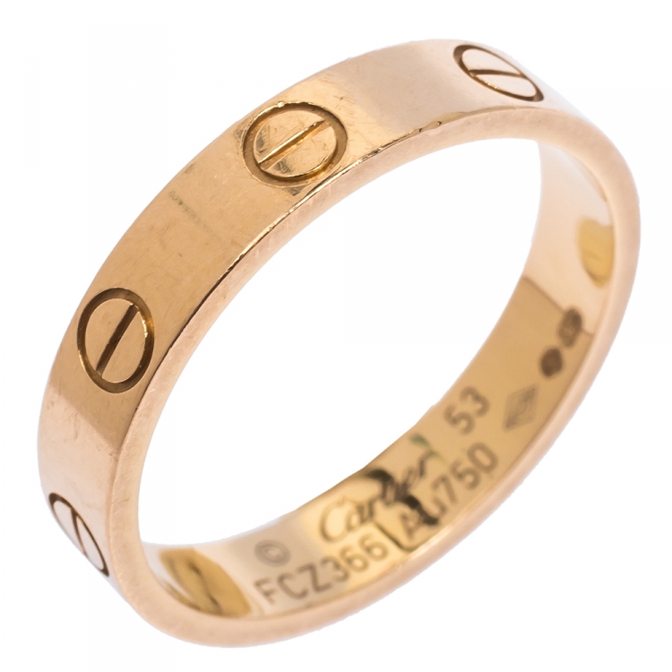 مملوكة مسبقًا Cartier Love 18K Rose Gold Wedding Band Ring Size 53