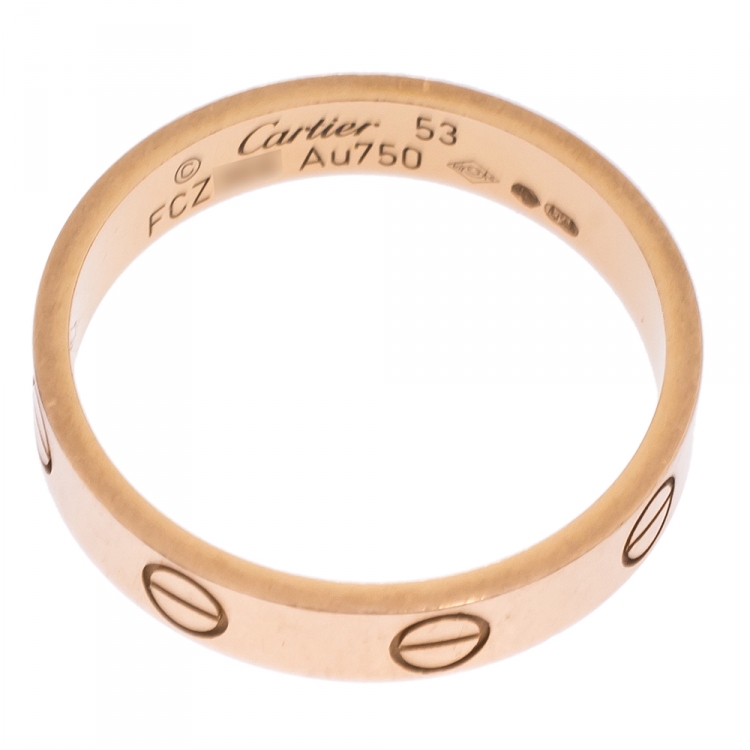 مملوكة مسبقًا Cartier Love 18K Rose Gold Wedding Band Ring Size 53