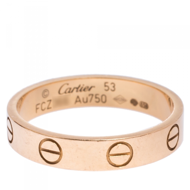 مملوكة مسبقًا Cartier Love 18K Rose Gold Wedding Band Ring Size 53