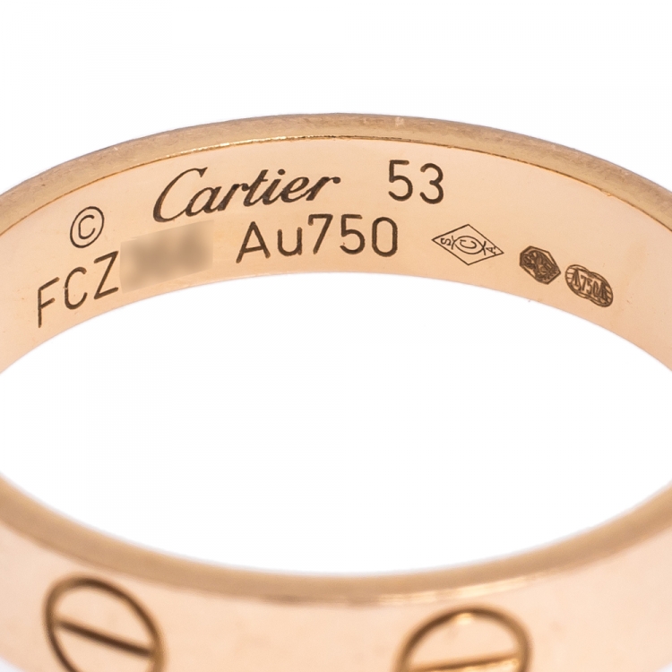 مملوكة مسبقًا Cartier Love 18K Rose Gold Wedding Band Ring Size 53