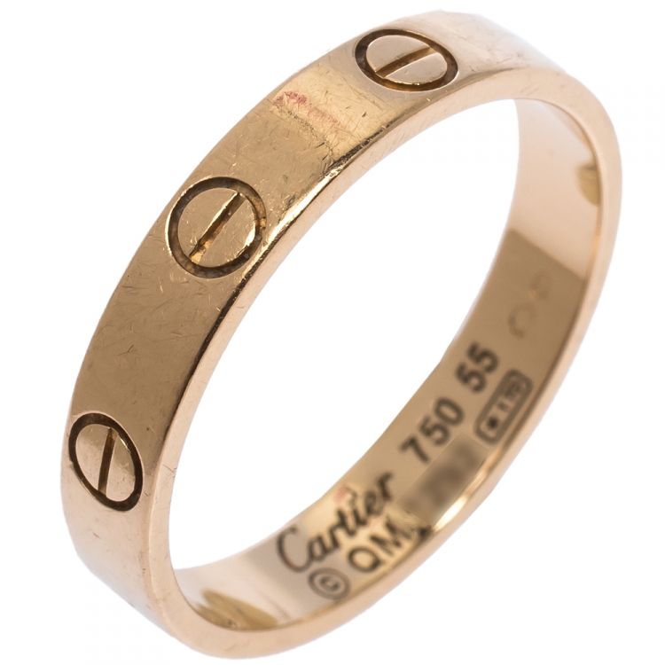 Pre Owned Cartier Love 18K Rose Gold Wedding Band Ring Size 55