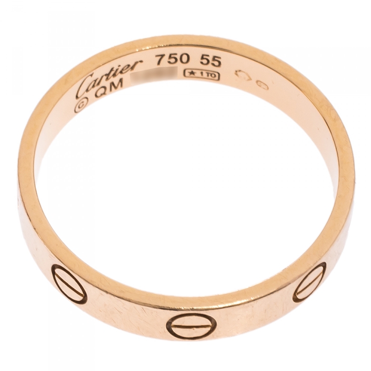 Pre Owned Cartier Love 18K Rose Gold Wedding Band Ring Size 55