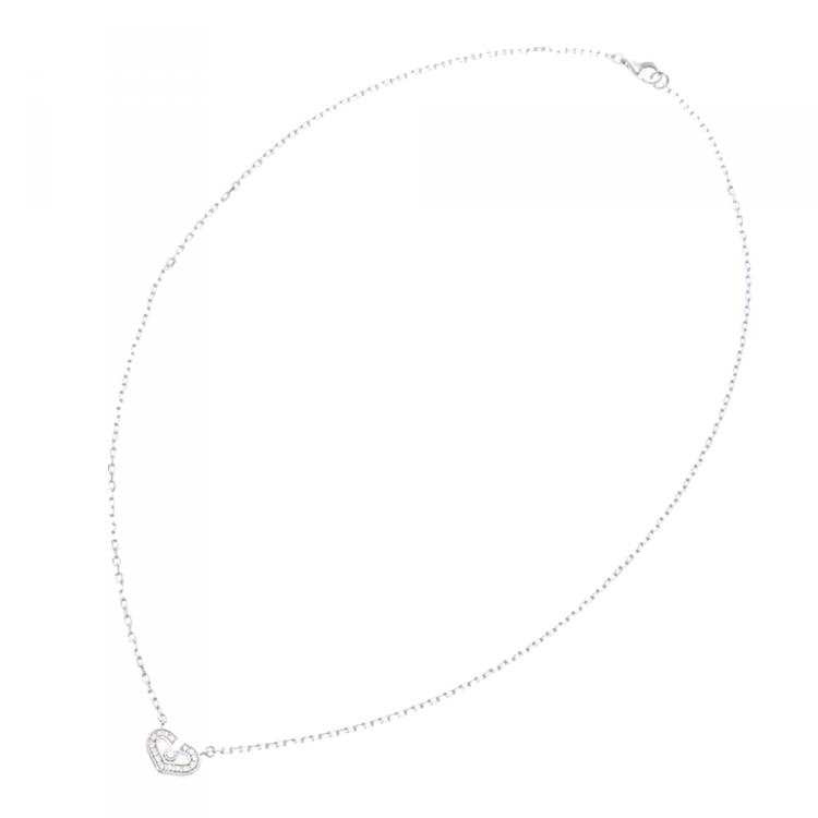 Pre Owned Cartier Heart of Cartier 18K White Gold Diamond Pendant Necklace 