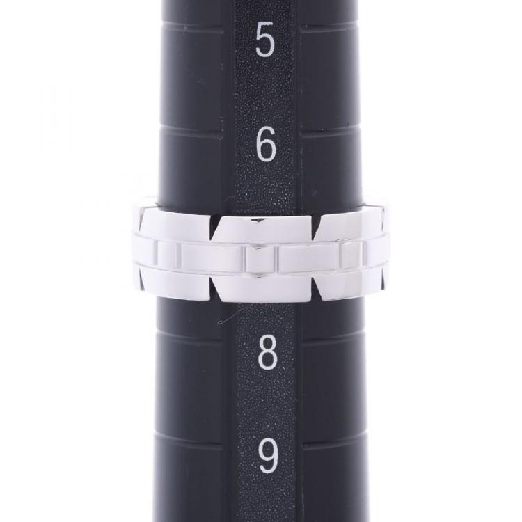 Pre Owned Cartier Tank Francaise 18K White Gold Half Diamond Ring Size 47