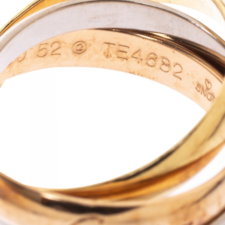 Pre Owned Cartier Trinity 18K Three Tone Gold Band Ring Size 52