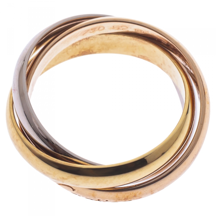 Pre Owned Cartier Trinity 18K Three Tone Gold Band Ring Size 52