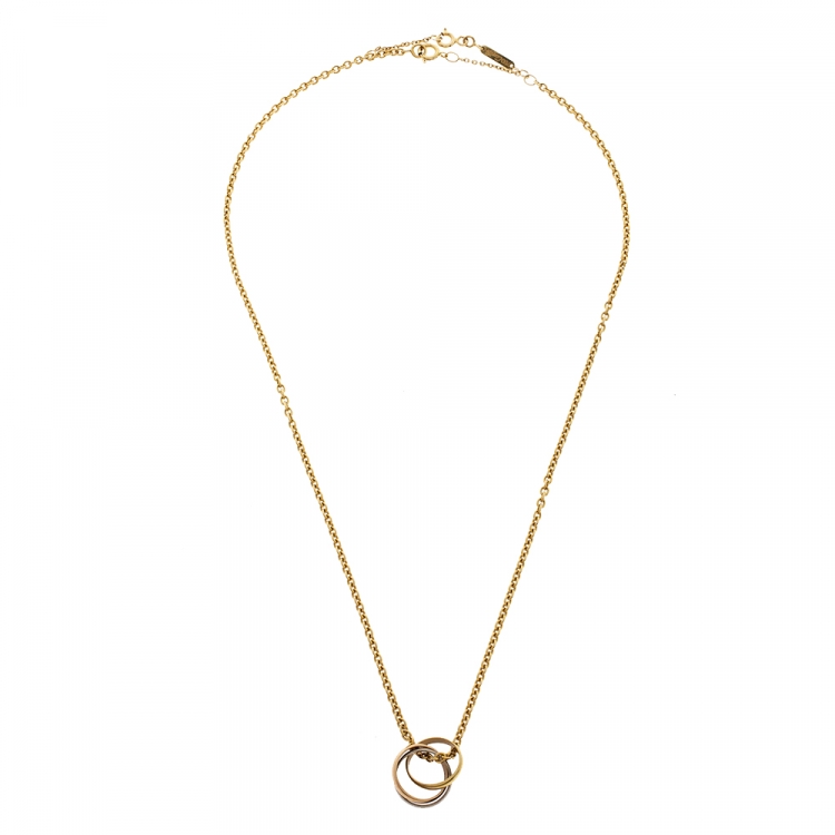 Pre Owned Cartier Trinity Vintage 18K Three Tone Gold Pendant Necklace