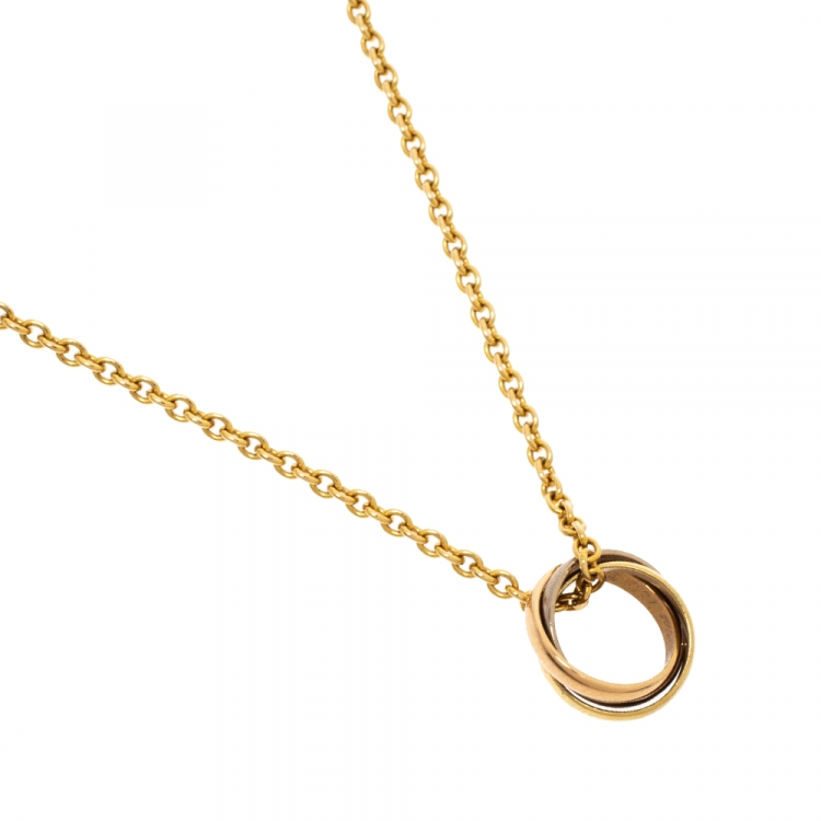Pre Owned Cartier Trinity Vintage 18K Three Tone Gold Pendant Necklace