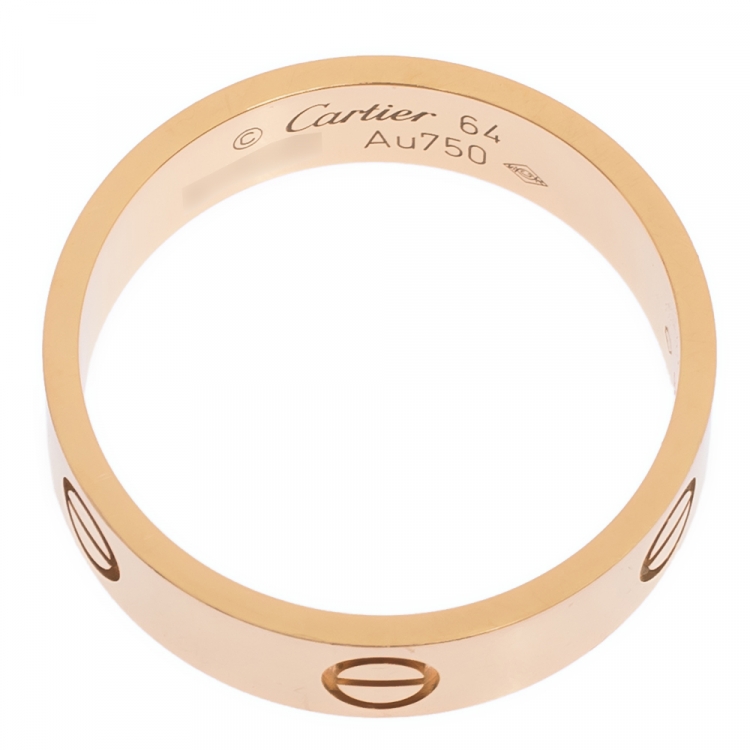 Pre Owned Cartier Love 18K Rose Gold Band Ring Size 64