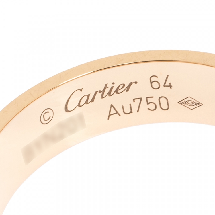 Pre Owned Cartier Love 18K Rose Gold Band Ring Size 64