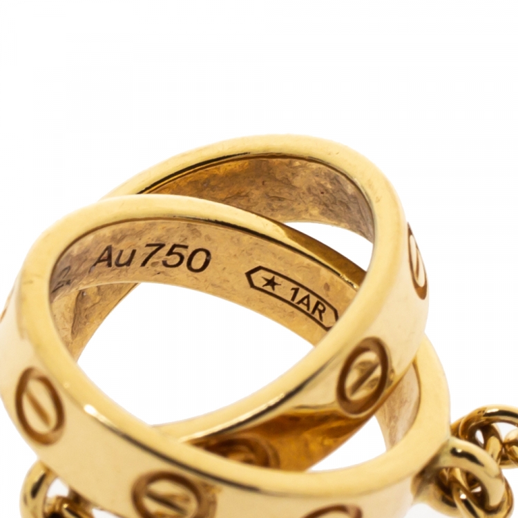 Pre Owned Cartier Love Interlocking 2 Hoops 18K Yellow Gold Bracelet