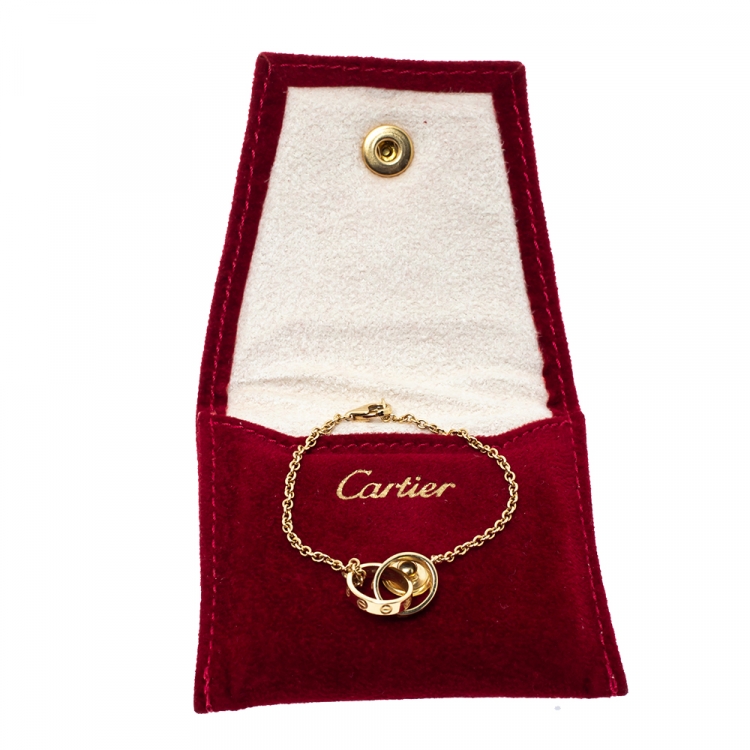 Pre Owned Cartier Love Interlocking 2 Hoops 18K Yellow Gold Bracelet