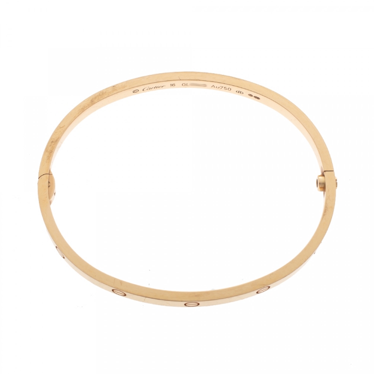 Pre Owned Cartier Love 18K Rose Gold SM Bracelet 16