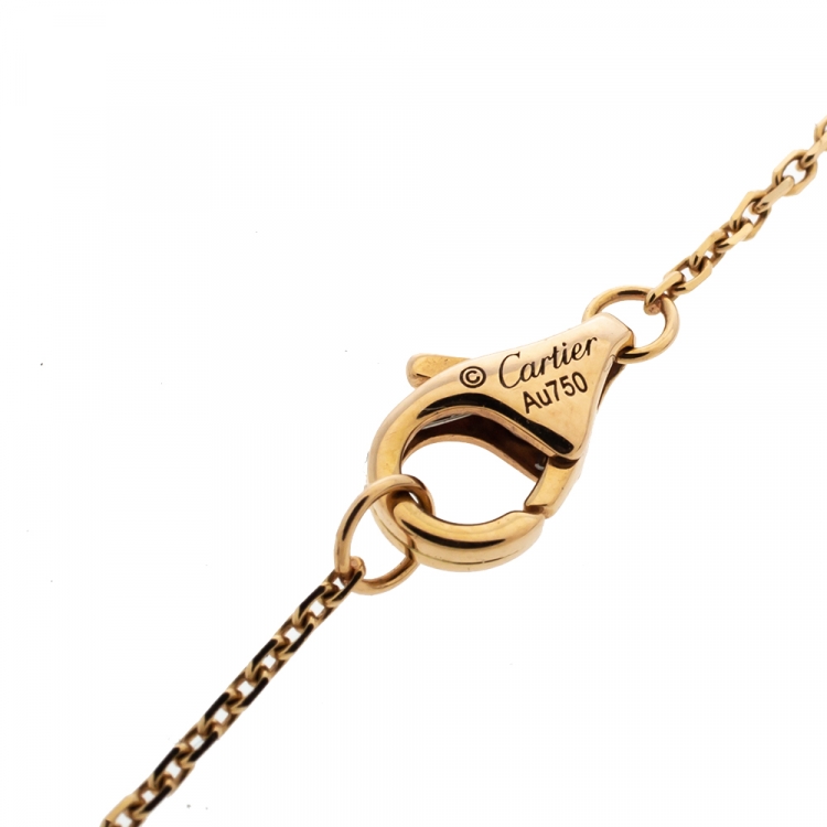 Pre Owned Cartier Amulette de Cartier Diamond Onyx 18K Rose Gold Necklace XS
