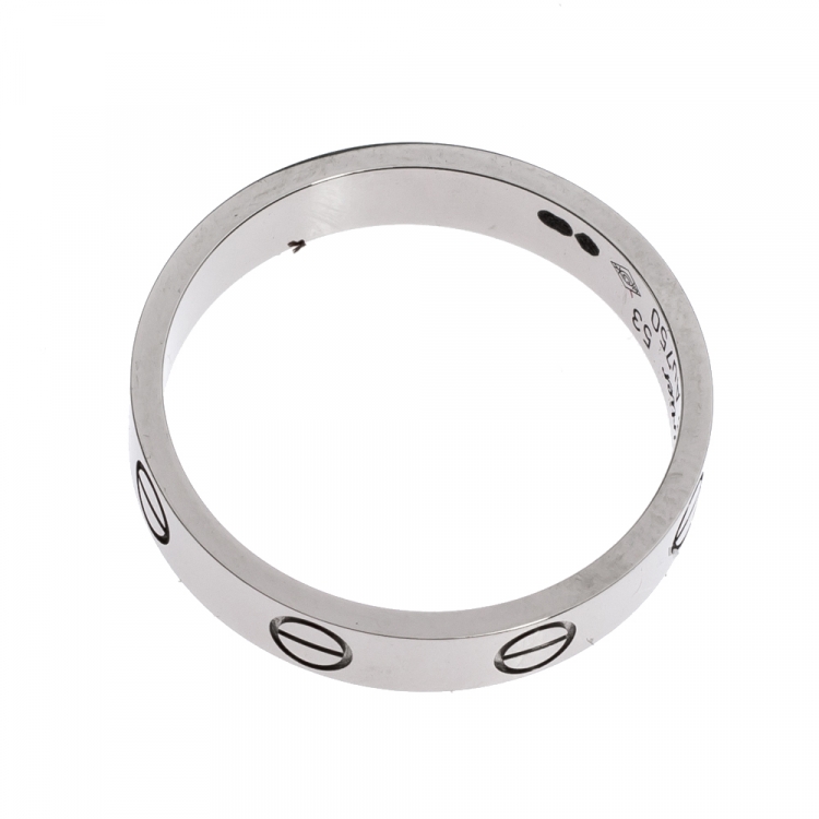 Pre Owned Cartier Love 18K White Gold Narrow Wedding Band Ring Size 53