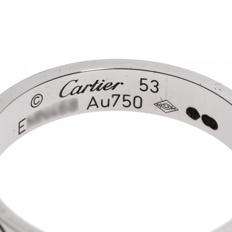 Pre Owned Cartier Love 18K White Gold Narrow Wedding Band Ring Size 53
