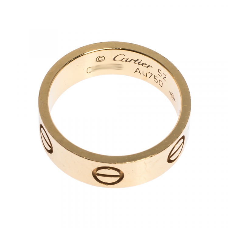 Pre Owned Cartier Love 18K Yellow Gold Band Ring Size 52