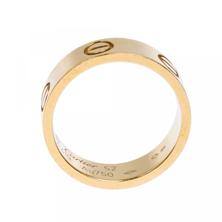 Pre Owned Cartier Love 18K Yellow Gold Band Ring Size 52