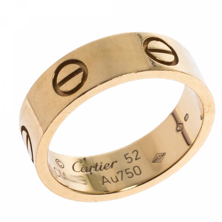 Pre Owned Cartier Love 18K Yellow Gold Band Ring Size 52