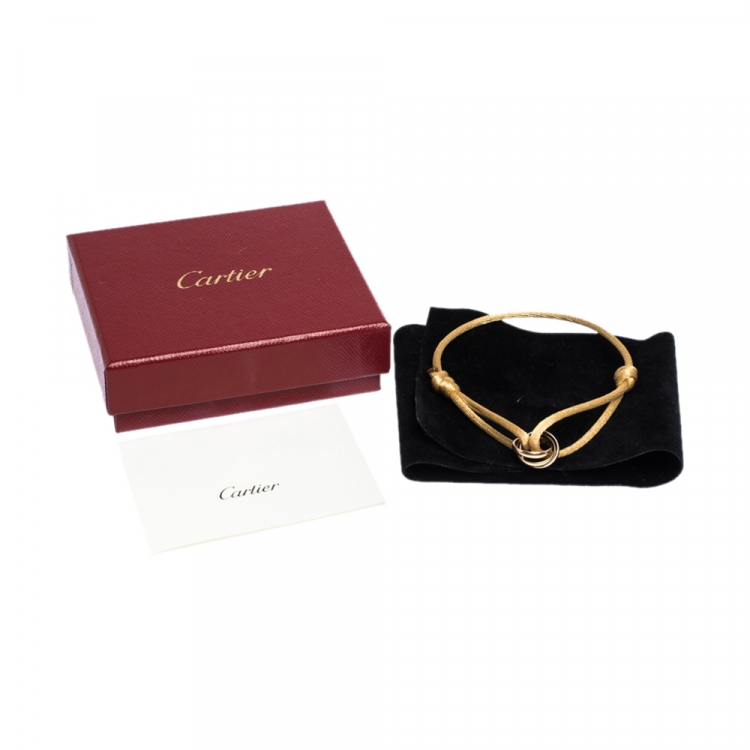 Pre Owned Cartier Trinity De Cartier Three Tone 18K Gold Beige Adjustable Cord Bracelet