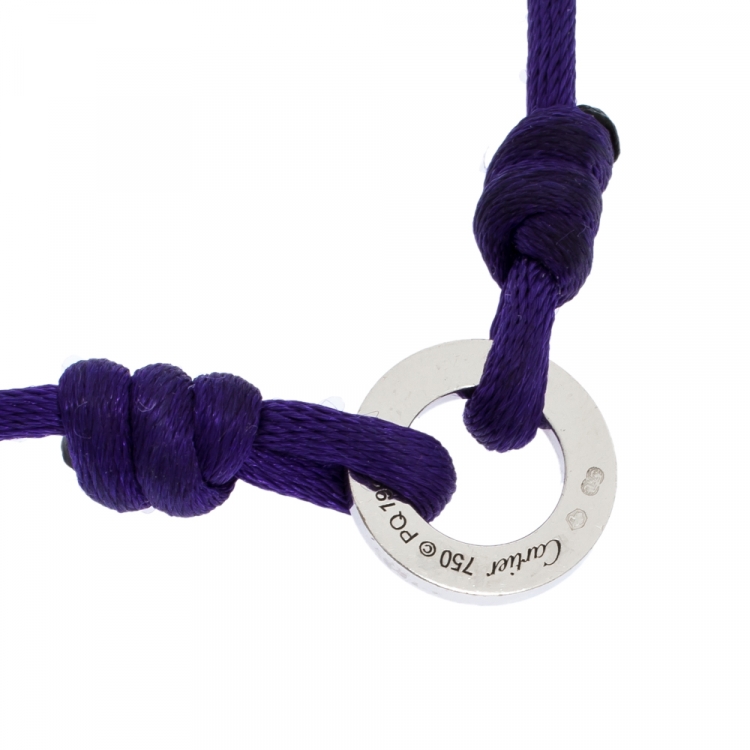 Pre Owned Cartier Love Diamond 18K White Gold Purple Adjustable Cord Bracelet