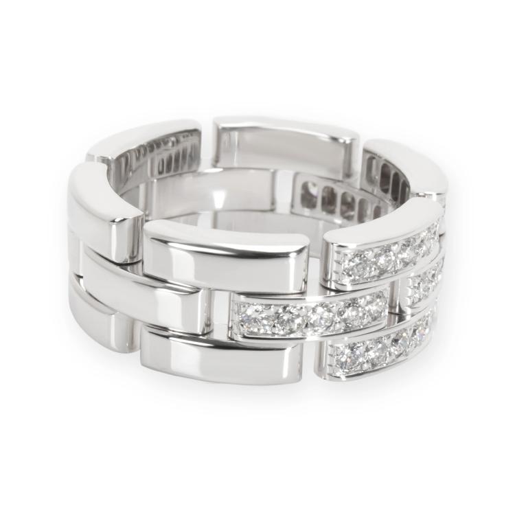 مملوكة مسبقًا Cartier Maillon Panthere Diamond 18K White Gold Ring Size 52