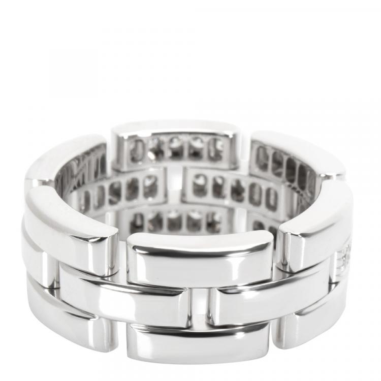 مملوكة مسبقًا Cartier Maillon Panthere Diamond 18K White Gold Ring Size 52