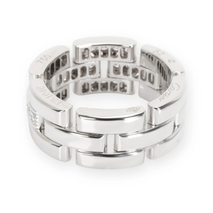 مملوكة مسبقًا Cartier Maillon Panthere Diamond 18K White Gold Ring Size 52