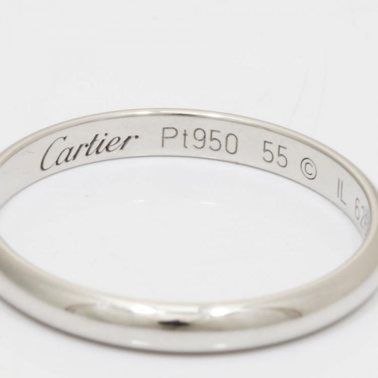 Pre Owned Cartier Platinum Wedding Band Ring Size 55