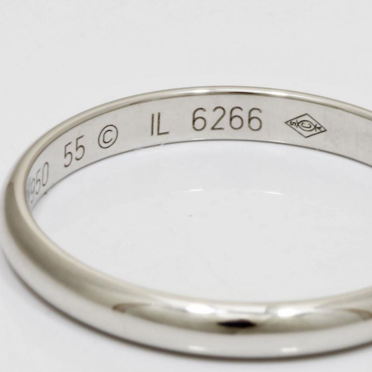 Pre Owned Cartier Platinum Wedding Band Ring Size 55