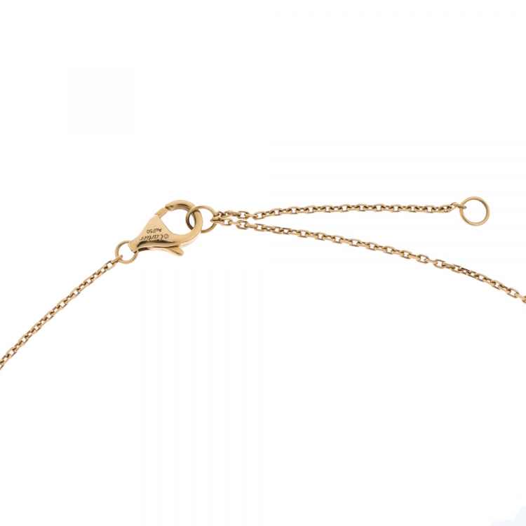 Pre Owned Cartier Amulette De Cartier Mother of Pearl & Diamond 18k Yellow Gold Necklace