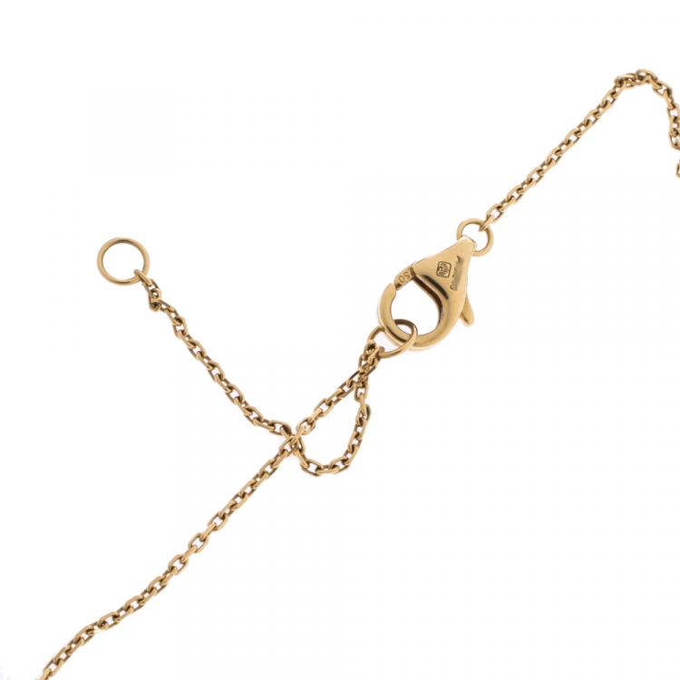 Pre Owned Cartier Amulette De Cartier Mother of Pearl & Diamond 18k Yellow Gold Necklace