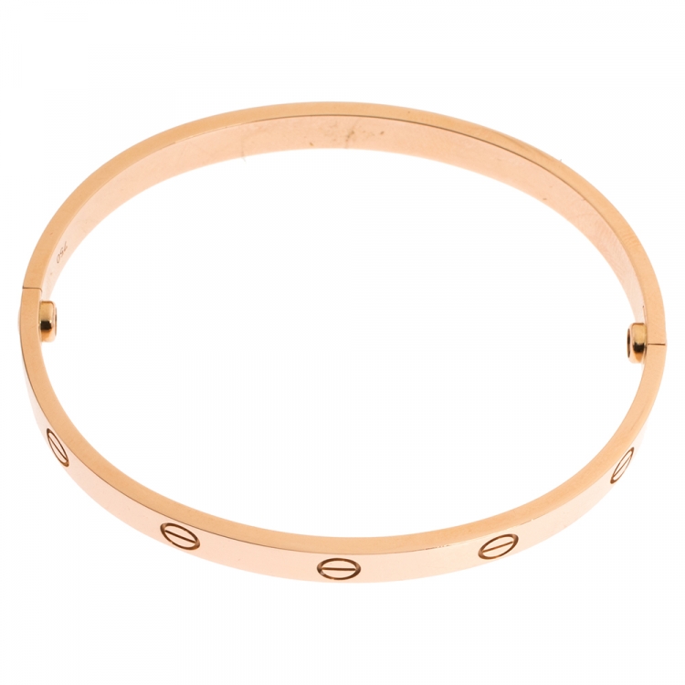 Pre Owned Cartier Love 18K Rose Gold Bangle Bracelet Size 19