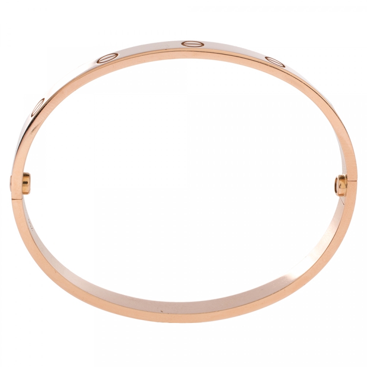 Pre Owned Cartier Love 18K Rose Gold Bangle Bracelet Size 19