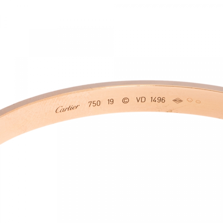 Pre Owned Cartier Love 18K Rose Gold Bangle Bracelet Size 19